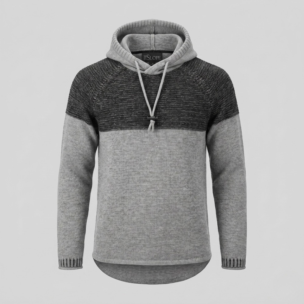 The Slope‎ Sweater Womens Medium Gray Hooded Pullover Knit Colorblock